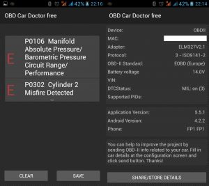 My OBD fault codes